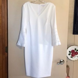 Calvin Klein 8 white bell sleeve dress